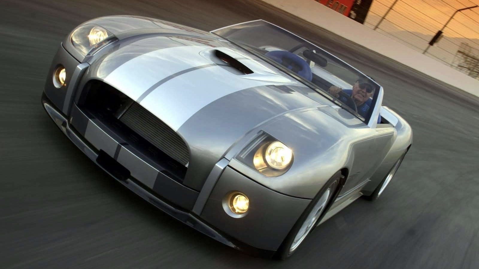 Caroll Shelby driving the 2004 Ford Shelby Cobra Concept 