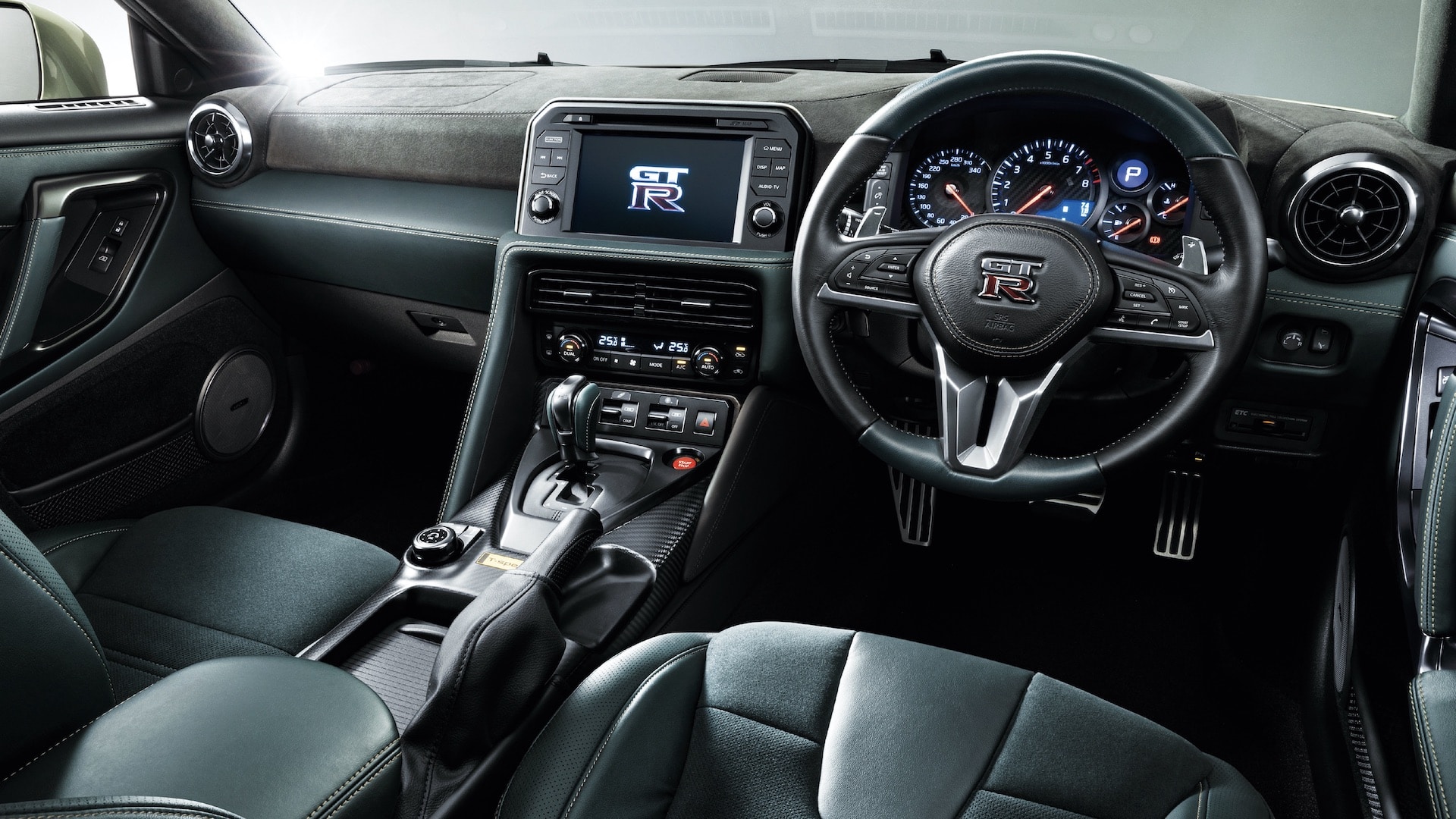 2022 Nissan GT-R interior in Mori Green (Japanese model)