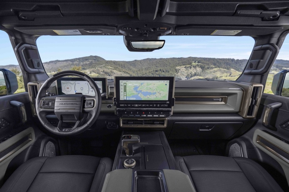 The dashboard of the Hummer EV SUV