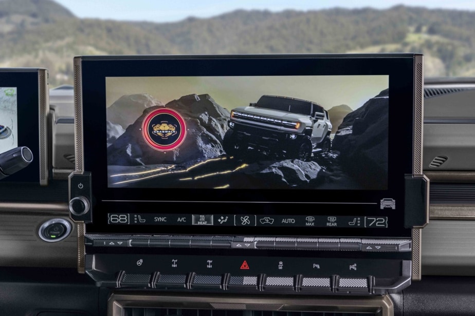 The Hummer EV SUV screen