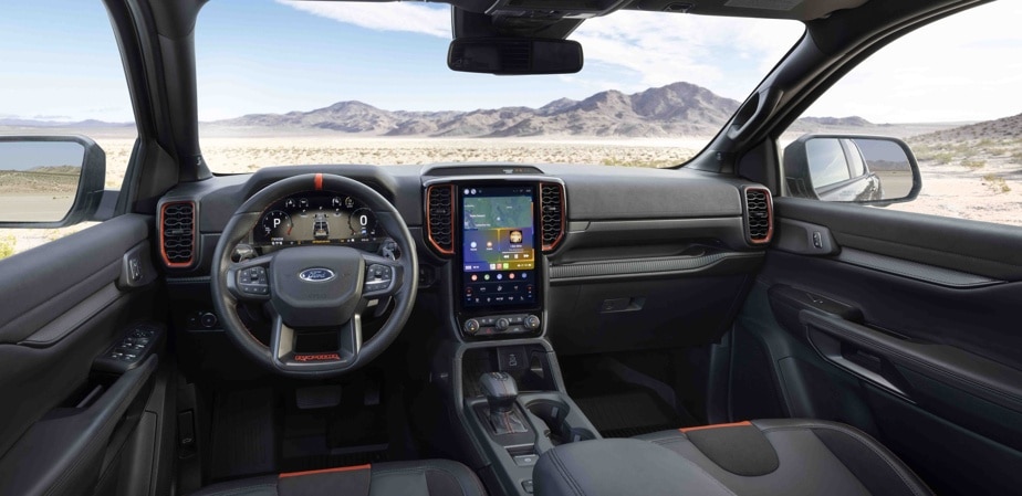 The interior of the Ford Ranger Raptor