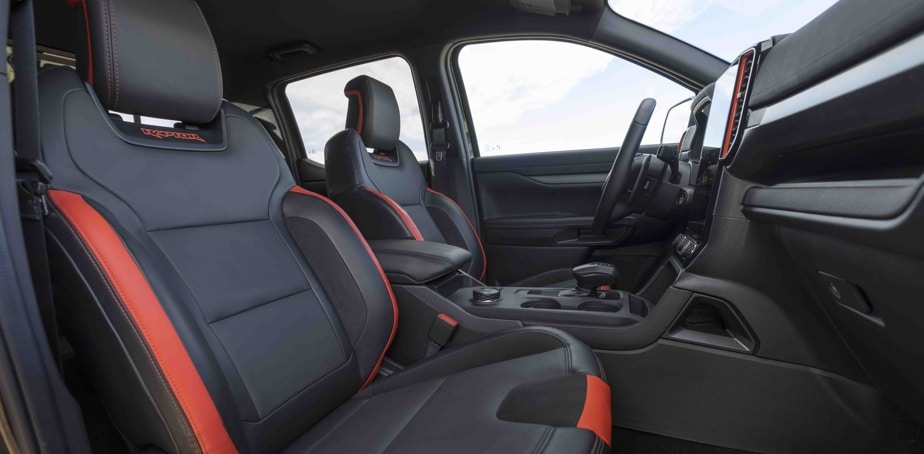 The front seats of the Ford Ranger Raptor