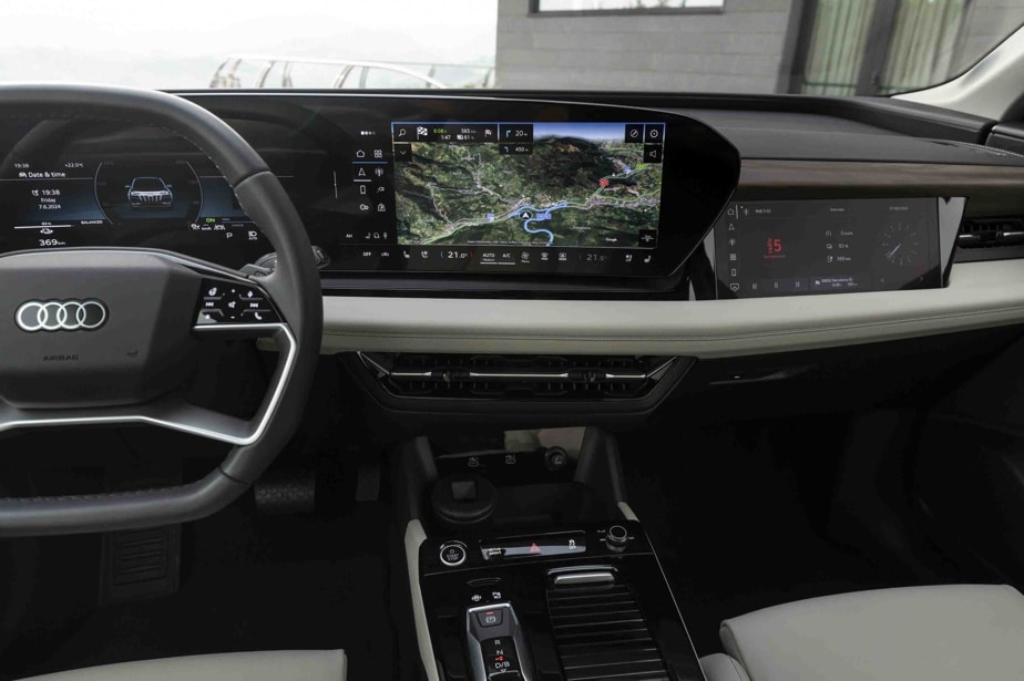 The infotainment screen of the Audi Q6 e-tron