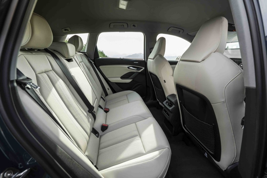 The rear seat of the Audi Q6 e-tron