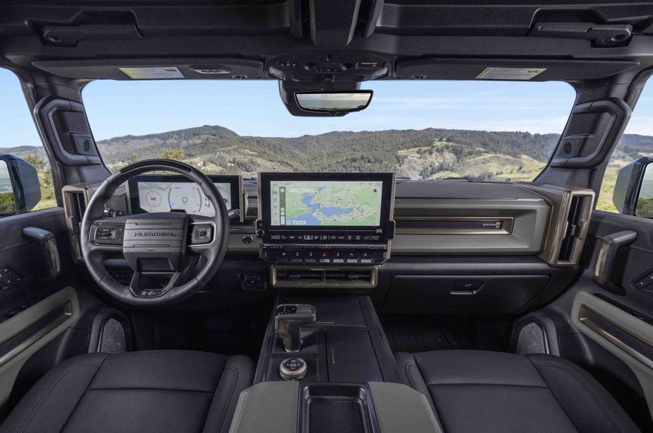 The interior of the Hummer EV SUV