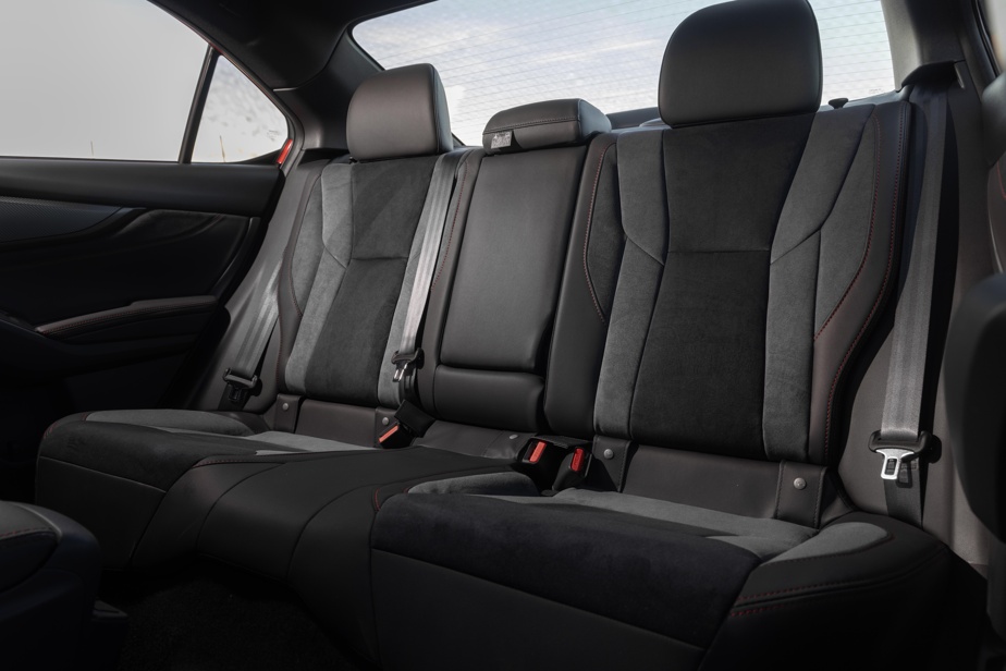 The rear seat of the Subaru WRX