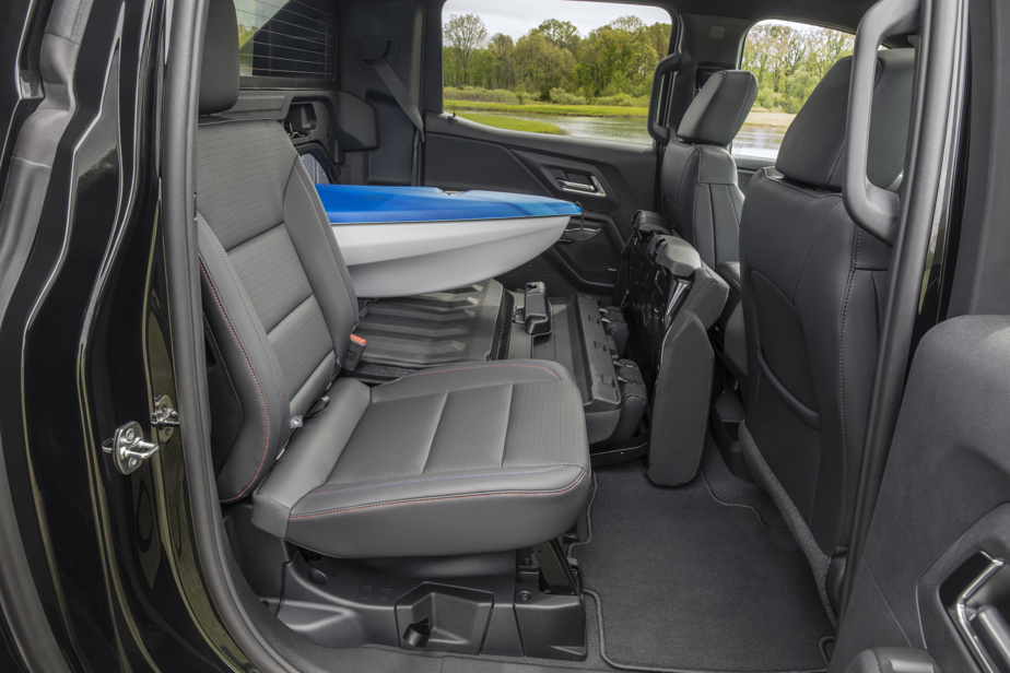 The rear seats of the Chevrolet Silverado EV RST